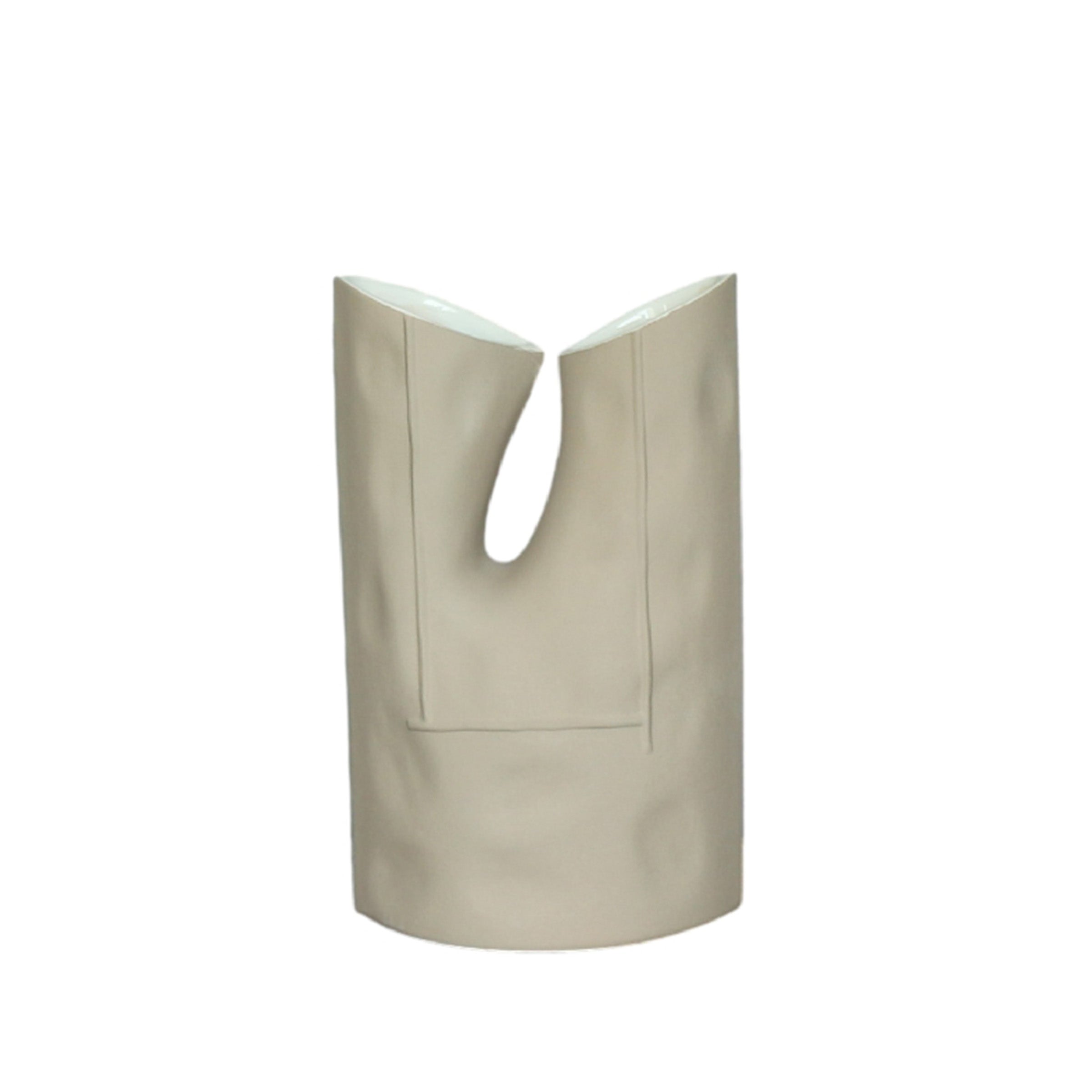 Beige and White Vase with Unique Loop Handles FCFW23002 -  Vases - ebarza Furniture UAE | Shop Modern Furniture in Abu Dhabi & Dubai - مفروشات ايبازرا في الامارات | تسوق اثاث عصري وديكورات مميزة في دبي وابوظبي