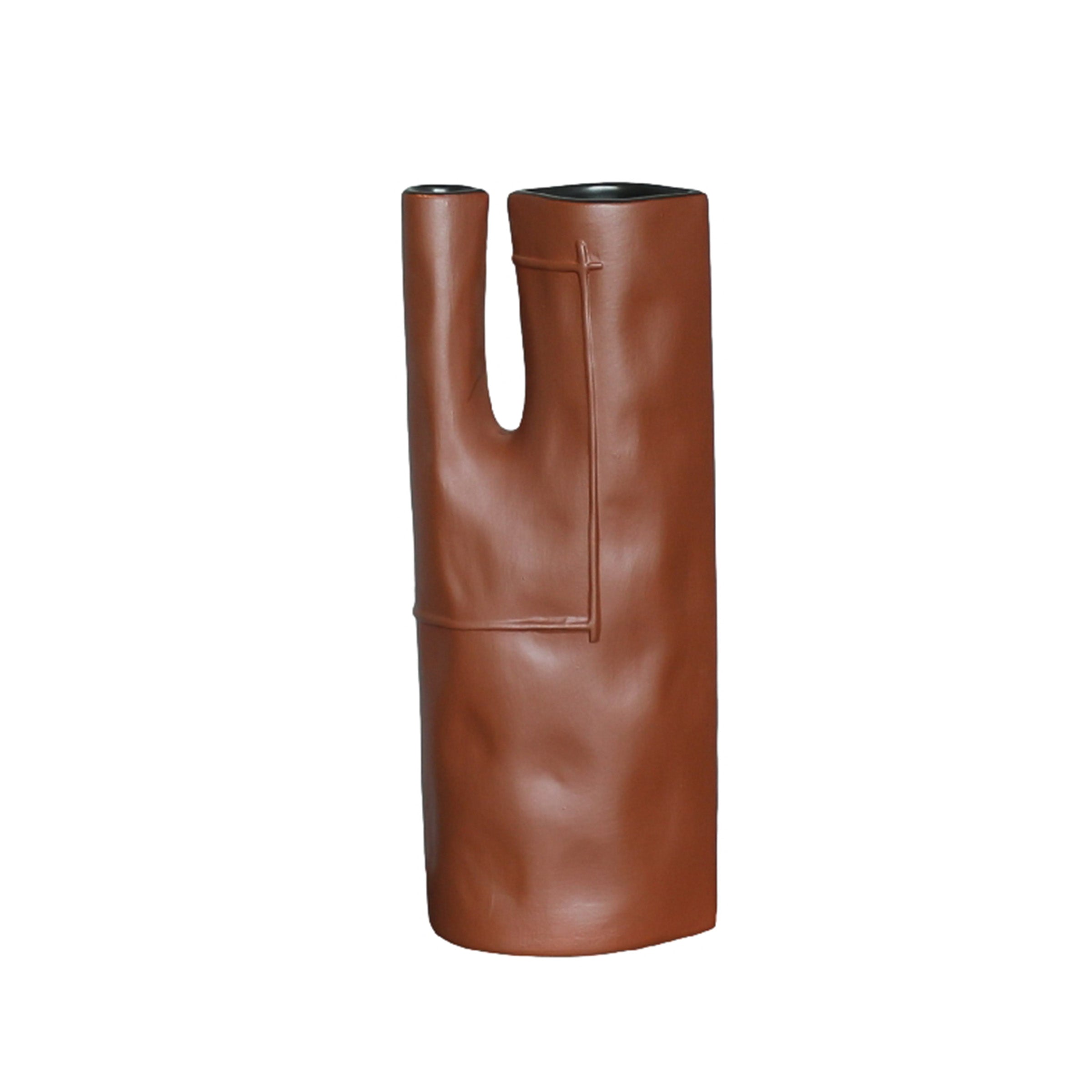Organic Textured Vase in Earthy Brown FCFW23003-Clay -  Vases - ebarza Furniture UAE | Shop Modern Furniture in Abu Dhabi & Dubai - مفروشات ايبازرا في الامارات | تسوق اثاث عصري وديكورات مميزة في دبي وابوظبي
