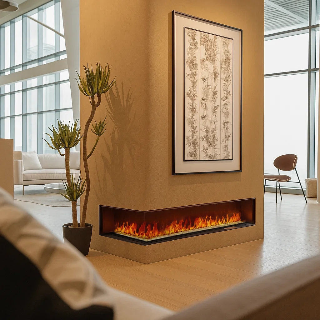 L-shaped Smart Water Vapor Electric Fireplace - Front 180 Right 60cm -  Electric Fireplace - ebarza Furniture UAE | Shop Modern Furniture in Abu Dhabi & Dubai - مفروشات ايبازرا في الامارات | تسوق اثاث عصري وديكورات مميزة في دبي وابوظبي