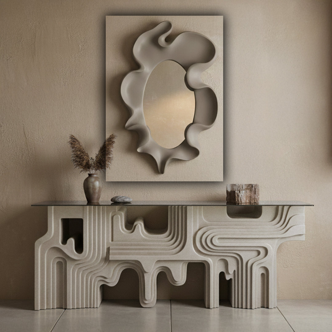 Framed Wall Mirror PM-4219-14 - Cream -  Mirrors - ebarza Furniture UAE | Shop Modern Furniture in Abu Dhabi & Dubai - مفروشات ايبازرا في الامارات | تسوق اثاث عصري وديكورات مميزة في دبي وابوظبي