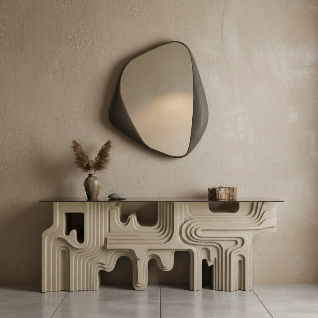 Framed Wall Mirror PM-4231-01 - Cream -  Mirrors - ebarza Furniture UAE | Shop Modern Furniture in Abu Dhabi & Dubai - مفروشات ايبازرا في الامارات | تسوق اثاث عصري وديكورات مميزة في دبي وابوظبي