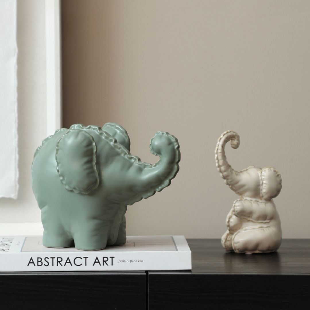 Funny Little Ceramic Elephant -A FD-D25075A -  Home Decor Figurines - ebarza Furniture UAE | Shop Modern Furniture in Abu Dhabi & Dubai - مفروشات ايبازرا في الامارات | تسوق اثاث عصري وديكورات مميزة في دبي وابوظبي