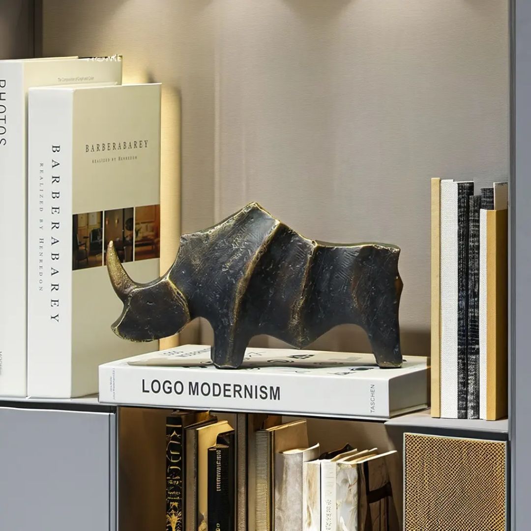 Golden Horned Rhino B - FC-SZ24066B -  Home Decor Figurines - ebarza Furniture UAE | Shop Modern Furniture in Abu Dhabi & Dubai - مفروشات ايبازرا في الامارات | تسوق اثاث عصري وديكورات مميزة في دبي وابوظبي