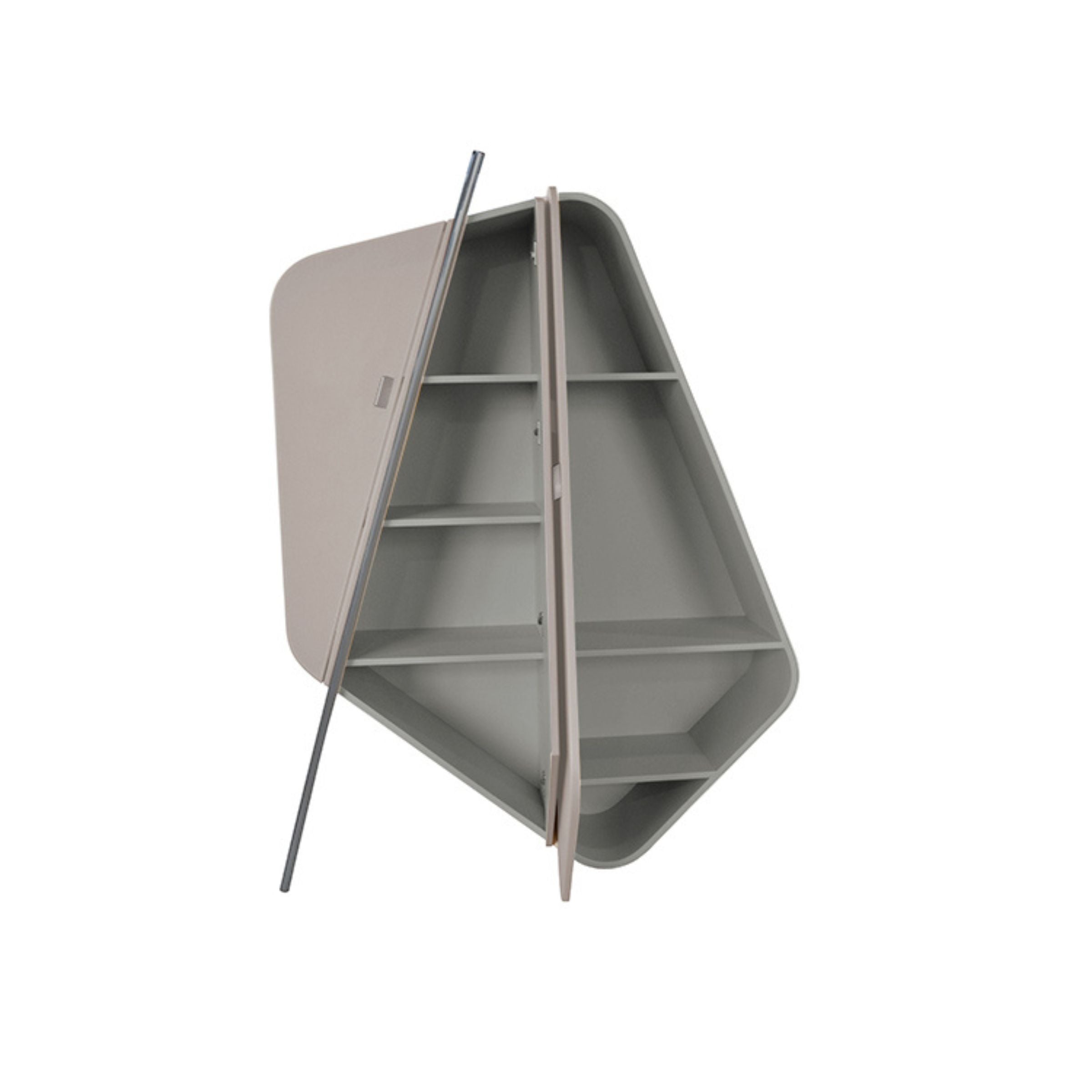 Irragular Shape Highboard / Sideboard Unit Mycroft Gray Saddle Leather and  Stainless Steel MLL-T45 -  Cabinets - ebarza Furniture UAE | Shop Modern Furniture in Abu Dhabi & Dubai - مفروشات ايبازرا في الامارات | تسوق اثاث عصري وديكورات مميزة في دبي وابوظبي
