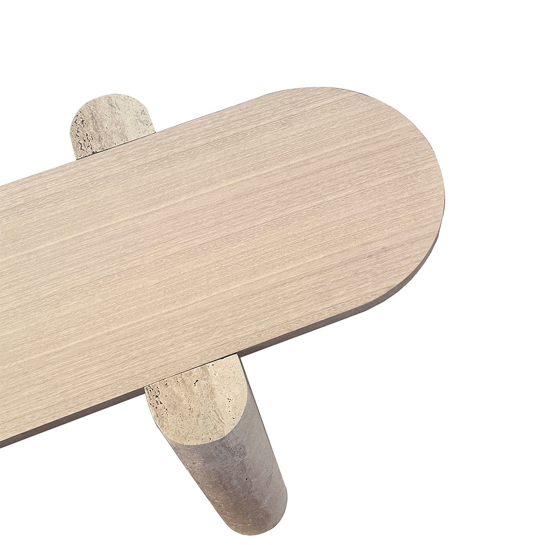 Grenoble Travertine Side Table - EB06CT -  Side Tables - ebarza Furniture UAE | Shop Modern Furniture in Abu Dhabi & Dubai - مفروشات ايبازرا في الامارات | تسوق اثاث عصري وديكورات مميزة في دبي وابوظبي