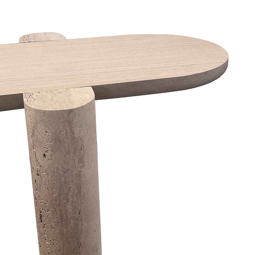 Grenoble Travertine Side Table - EB06CT -  Side Tables - ebarza Furniture UAE | Shop Modern Furniture in Abu Dhabi & Dubai - مفروشات ايبازرا في الامارات | تسوق اثاث عصري وديكورات مميزة في دبي وابوظبي