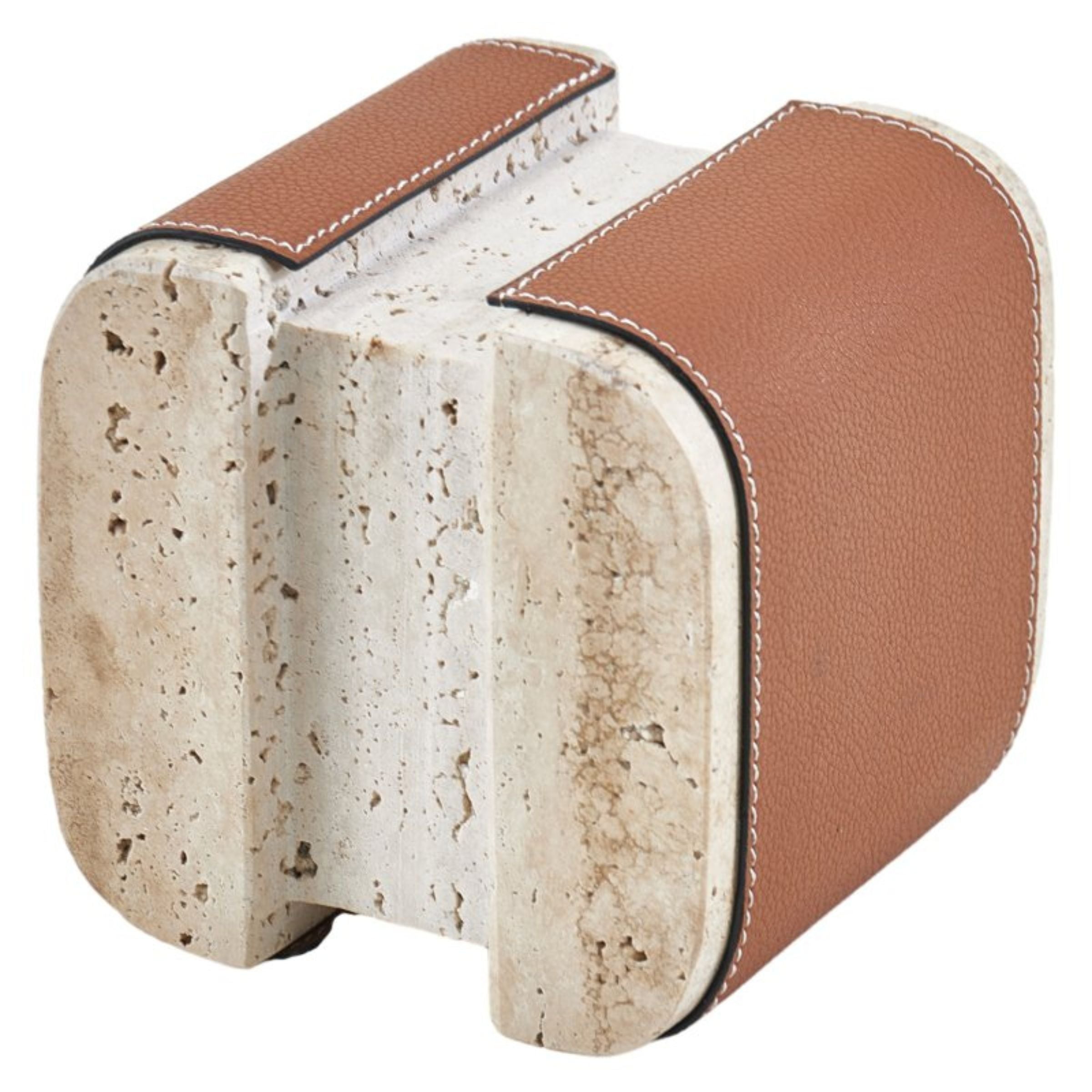 BROWN MARBLE & PU LEATHER DESKTOP SCULPTURE H1845 -  Home Decor Figurines - ebarza Furniture UAE | Shop Modern Furniture in Abu Dhabi & Dubai - مفروشات ايبازرا في الامارات | تسوق اثاث عصري وديكورات مميزة في دبي وابوظبي