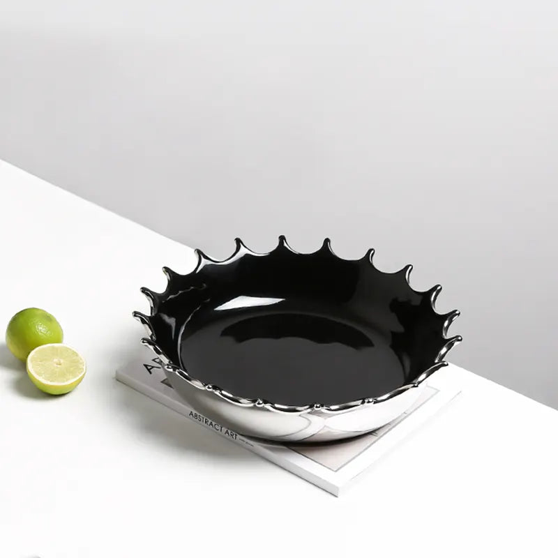 Chrome Look Ceramic Decorative Bowl FD-D22147 -  Bowls - ebarza Furniture UAE | Shop Modern Furniture in Abu Dhabi & Dubai - مفروشات ايبازرا في الامارات | تسوق اثاث عصري وديكورات مميزة في دبي وابوظبي
