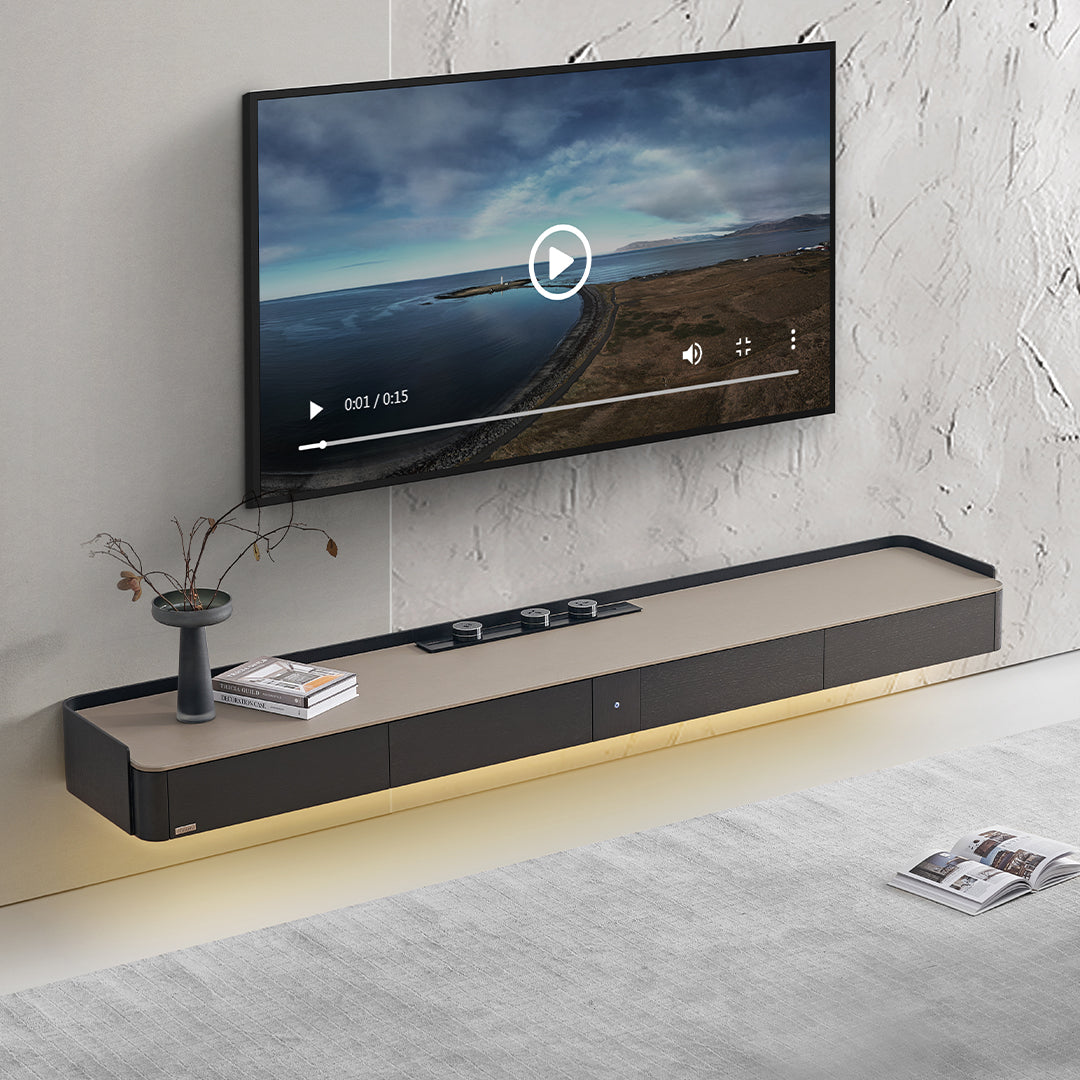 Hanged TV Stand with Bottom Lights & Power Track - TV-115 -  Storage/TV Unites - ebarza Furniture UAE | Shop Modern Furniture in Abu Dhabi & Dubai - مفروشات ايبازرا في الامارات | تسوق اثاث عصري وديكورات مميزة في دبي وابوظبي