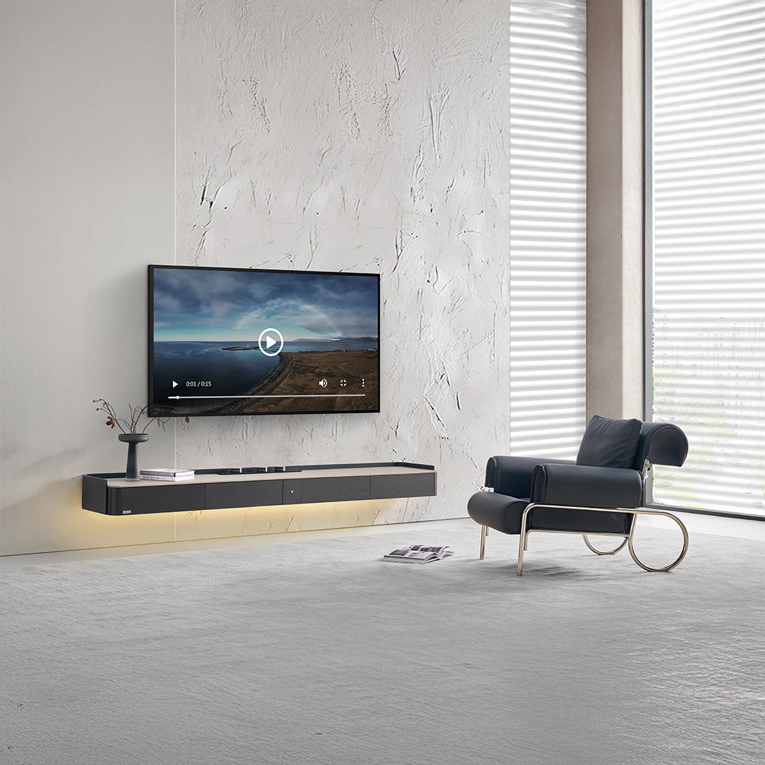 Hanged TV Stand with Bottom Lights & Power Track - TV-115 -  Storage/TV Unites - ebarza Furniture UAE | Shop Modern Furniture in Abu Dhabi & Dubai - مفروشات ايبازرا في الامارات | تسوق اثاث عصري وديكورات مميزة في دبي وابوظبي
