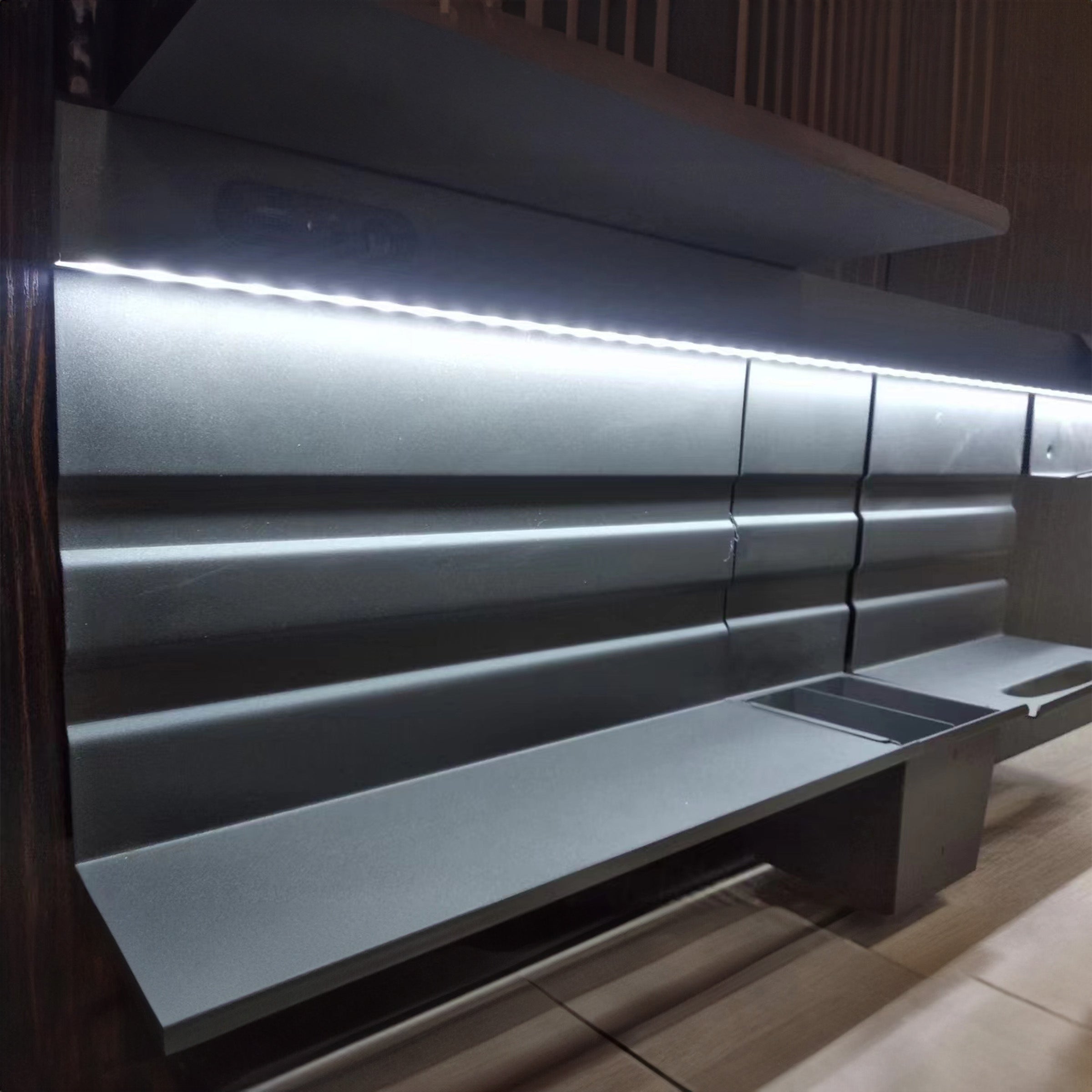 Hang Rack with LED Wall Mounted kitchen Rack with Light CH5-ST053-3000k -  Shelves - ebarza Furniture UAE | Shop Modern Furniture in Abu Dhabi & Dubai - مفروشات ايبازرا في الامارات | تسوق اثاث عصري وديكورات مميزة في دبي وابوظبي