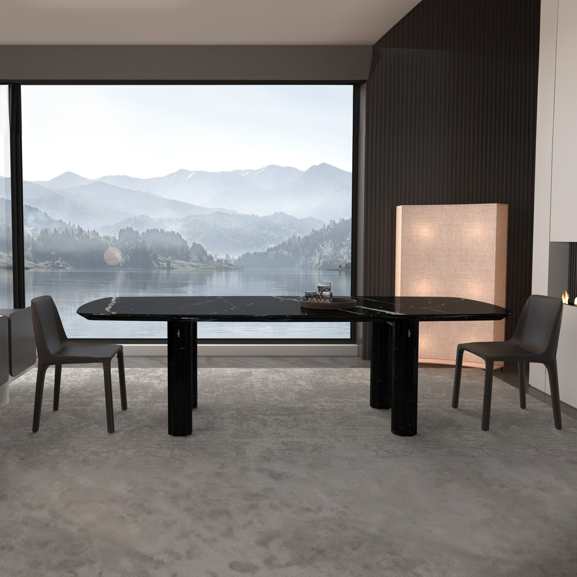 Harmony Natural Marble Dining table 419DT -  Dining Tables - ebarza Furniture UAE | Shop Modern Furniture in Abu Dhabi & Dubai - مفروشات ايبازرا في الامارات | تسوق اثاث عصري وديكورات مميزة في دبي وابوظبي