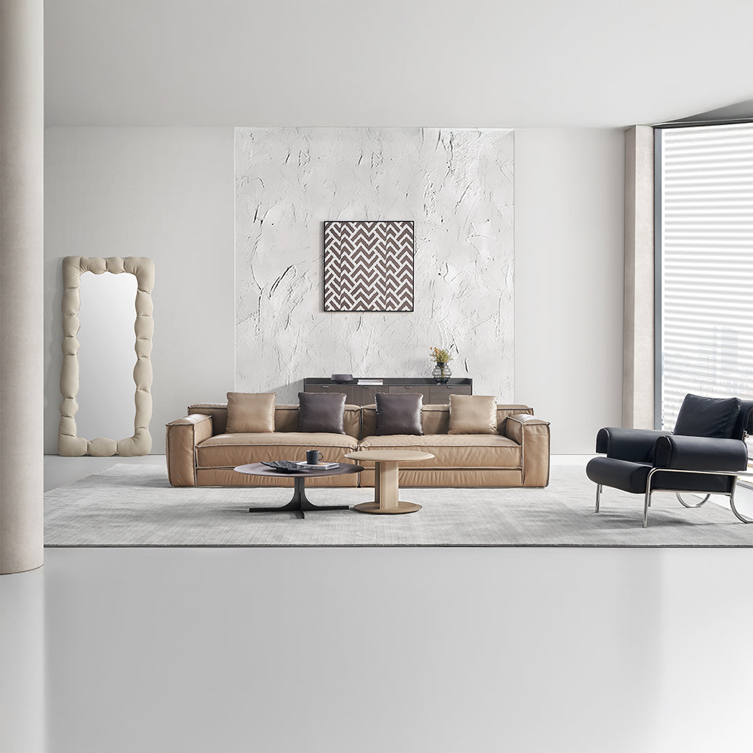 Microfiber Leather Mirror - AC011 -  Mirrors - ebarza Furniture UAE | Shop Modern Furniture in Abu Dhabi & Dubai - مفروشات ايبازرا في الامارات | تسوق اثاث عصري وديكورات مميزة في دبي وابوظبي