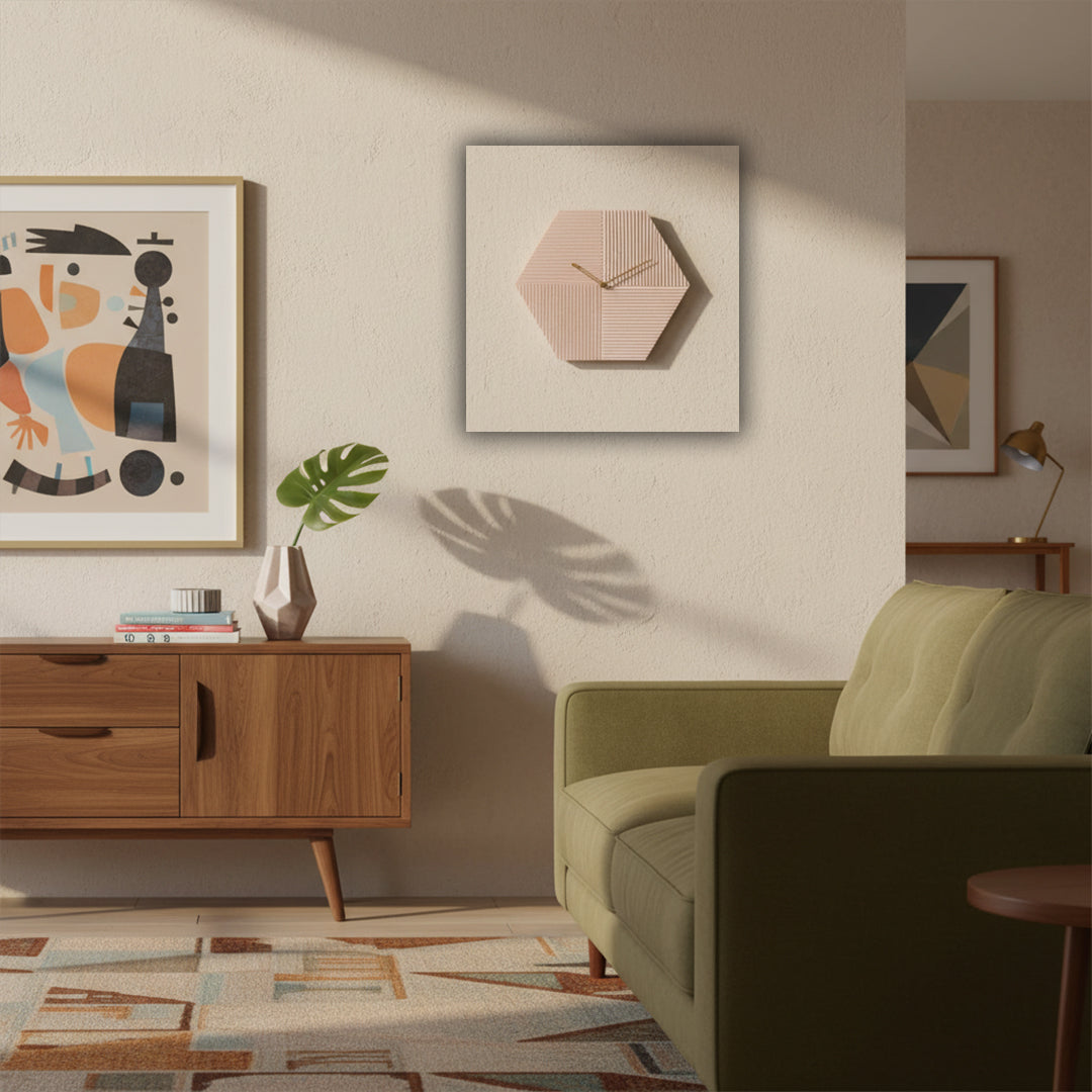 Hexagon Wall Clock WCF217 -  Clocks - ebarza Furniture UAE | Shop Modern Furniture in Abu Dhabi & Dubai - مفروشات ايبازرا في الامارات | تسوق اثاث عصري وديكورات مميزة في دبي وابوظبي