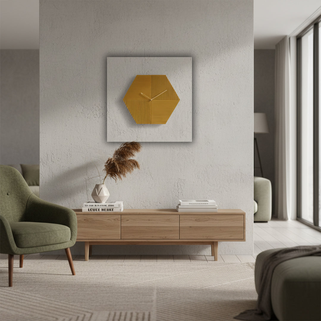 Hexagon Wall Clock WCF235 -  Clocks - ebarza Furniture UAE | Shop Modern Furniture in Abu Dhabi & Dubai - مفروشات ايبازرا في الامارات | تسوق اثاث عصري وديكورات مميزة في دبي وابوظبي