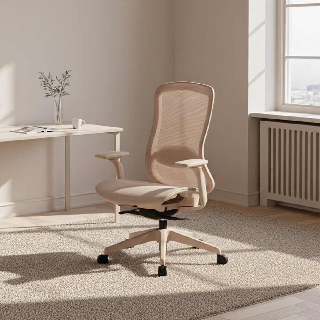 Holt Beige Leather Office Chair Holt-Beige -  Office Chairs - ebarza Furniture UAE | Shop Modern Furniture in Abu Dhabi & Dubai - مفروشات ايبازرا في الامارات | تسوق اثاث عصري وديكورات مميزة في دبي وابوظبي
