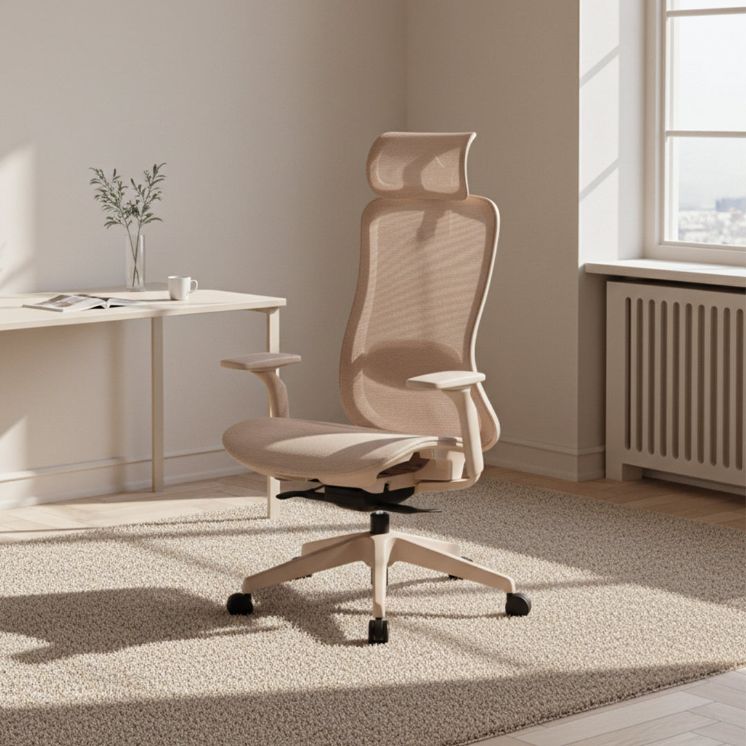 Holt Beige Leather Office Chair Holt-Beige -  Office Chairs - ebarza Furniture UAE | Shop Modern Furniture in Abu Dhabi & Dubai - مفروشات ايبازرا في الامارات | تسوق اثاث عصري وديكورات مميزة في دبي وابوظبي