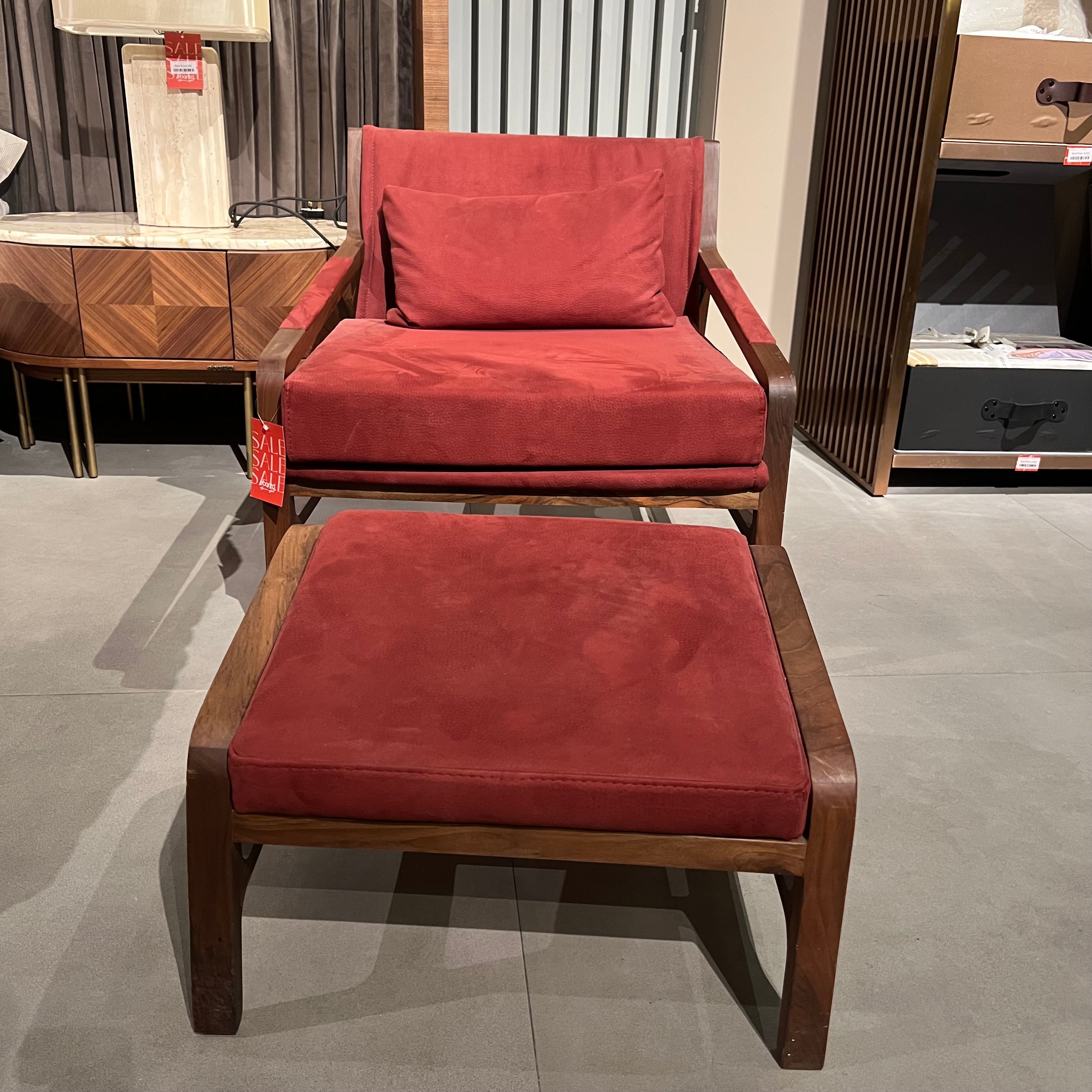 Display Item - Nordic Solid Wood Lounge Chair And Ottoman Nordic-001-R(Rose Berger)Nakheel -  DISPLAY ITEM - ebarza Furniture UAE | Shop Modern Furniture in Abu Dhabi & Dubai - مفروشات ايبازرا في الامارات | تسوق اثاث عصري وديكورات مميزة في دبي وابوظبي