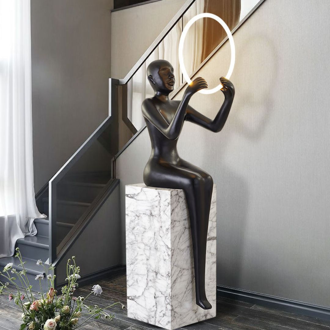 Iner Peace women Resin Floor Light HTD-YF118 -  Floor Lamps - ebarza Furniture UAE | Shop Modern Furniture in Abu Dhabi & Dubai - مفروشات ايبازرا في الامارات | تسوق اثاث عصري وديكورات مميزة في دبي وابوظبي