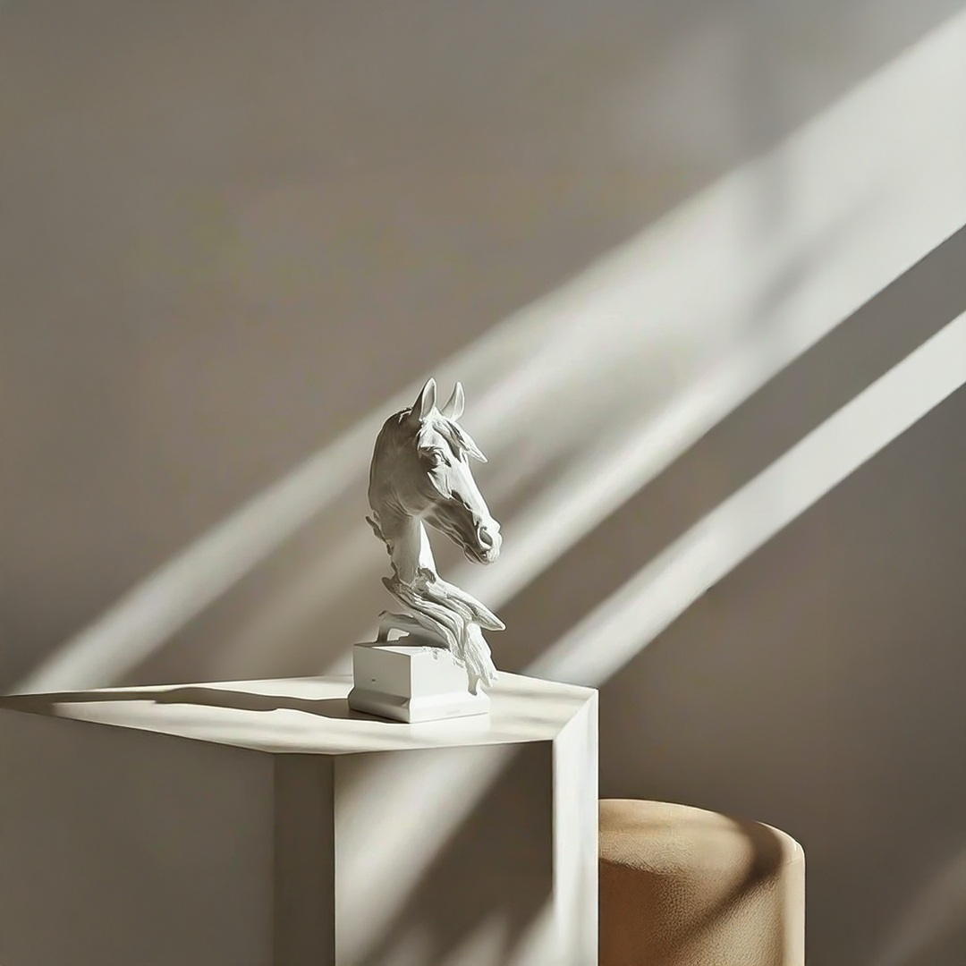 Ivory White Horse Head Ornament BMS284 -  Home Decor Figurines - ebarza Furniture UAE | Shop Modern Furniture in Abu Dhabi & Dubai - مفروشات ايبازرا في الامارات | تسوق اثاث عصري وديكورات مميزة في دبي وابوظبي