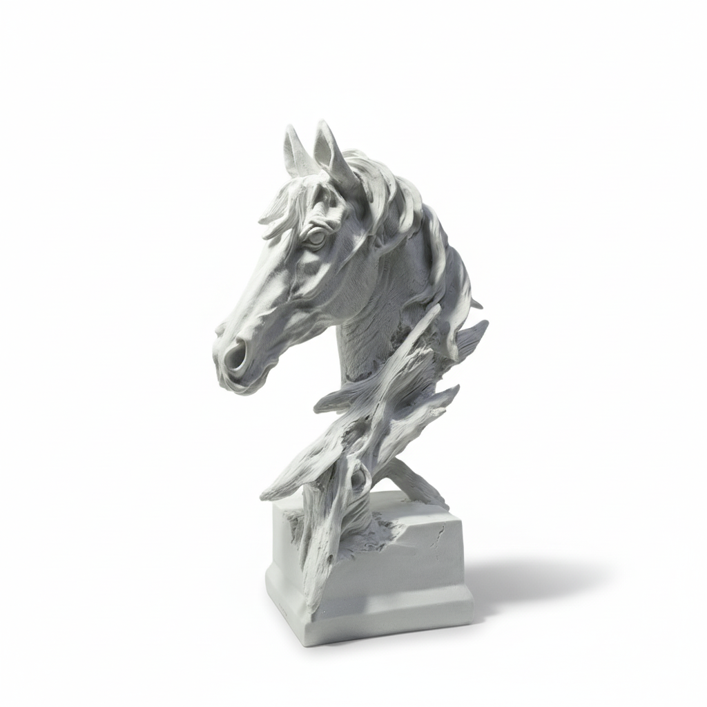 Ivory White Horse Head Ornament BMS284