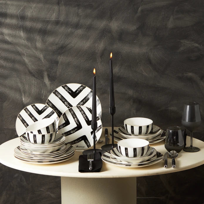 Karaca Black Blush Porcelain 24 Piece Dinner Set for 6 People 153.03.06.9605 -  Dinnerware Sets - ebarza Furniture UAE | Shop Modern Furniture in Abu Dhabi & Dubai - مفروشات ايبازرا في الامارات | تسوق اثاث عصري وديكورات مميزة في دبي وابوظبي
