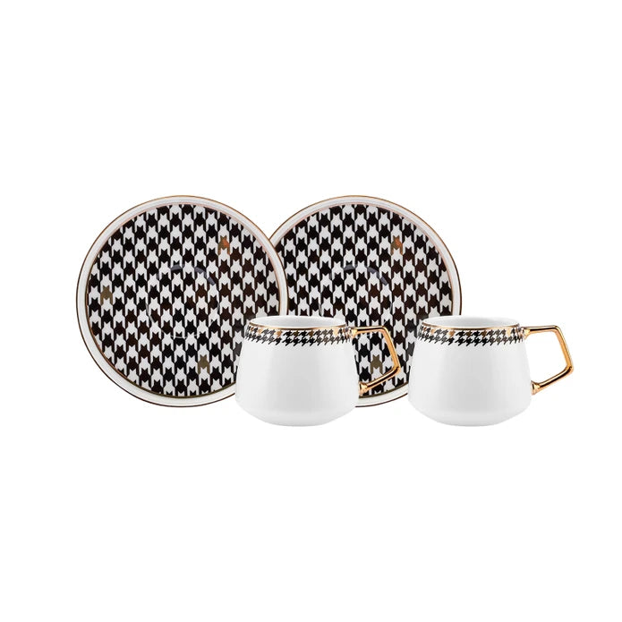 Karaca Crow's Foot Set of 2 Coffee Cups 100 ml 153.03.05.0117 -  Coffee Sets - ebarza Furniture UAE | Shop Modern Furniture in Abu Dhabi & Dubai - مفروشات ايبازرا في الامارات | تسوق اثاث عصري وديكورات مميزة في دبي وابوظبي