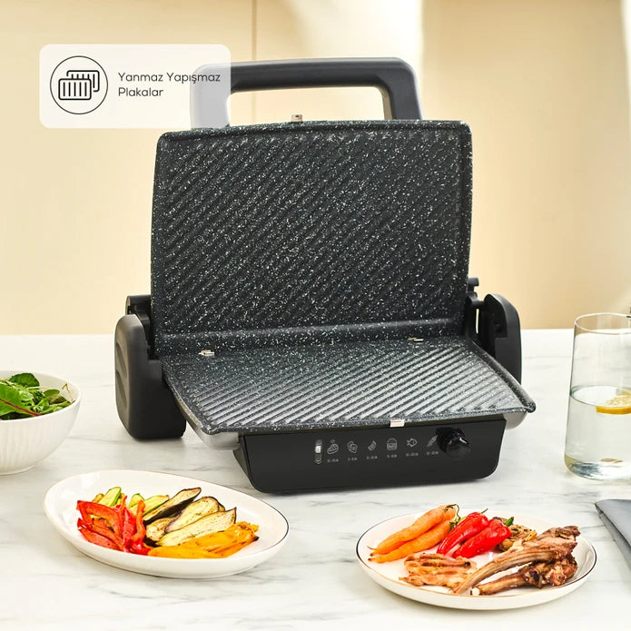 Karaca Crust Grill Toast Grill and Toaster 6 Slices Matte Cream 153.09.01.6893 -  Kitchen Appliances - ebarza Furniture UAE | Shop Modern Furniture in Abu Dhabi & Dubai - مفروشات ايبازرا في الامارات | تسوق اثاث عصري وديكورات مميزة في دبي وابوظبي