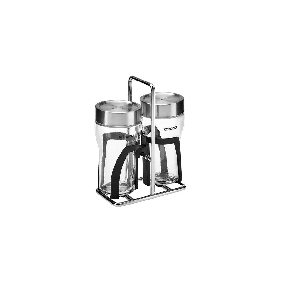 Karaca Danica 2 Piece Glass Salt and Pepper Shaker, 100ml, Grey 153.03.08.3012 -  Spice Sets - ebarza Furniture UAE | Shop Modern Furniture in Abu Dhabi & Dubai - مفروشات ايبازرا في الامارات | تسوق اثاث عصري وديكورات مميزة في دبي وابوظبي