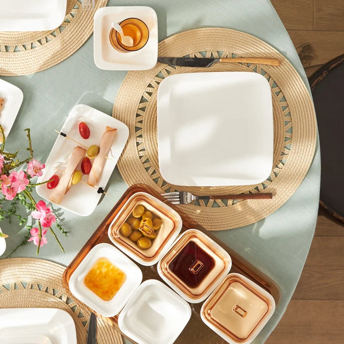 Karaca Fabio Porcelain/Acrylic 41 Piece 6 Person Breakfast/Serving Set Amber 153.09.01.2440 -  Dinnerware Sets - ebarza Furniture UAE | Shop Modern Furniture in Abu Dhabi & Dubai - مفروشات ايبازرا في الامارات | تسوق اثاث عصري وديكورات مميزة في دبي وابوظبي
