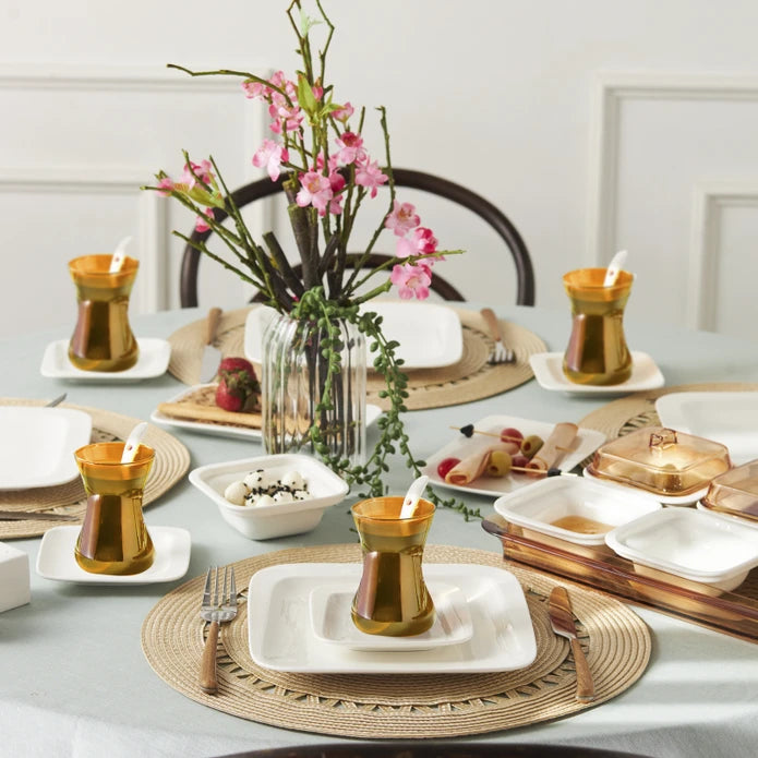 Karaca Fabio Porcelain/Acrylic 41 Piece 6 Person Breakfast/Serving Set Amber 153.09.01.2440 -  Dinnerware Sets - ebarza Furniture UAE | Shop Modern Furniture in Abu Dhabi & Dubai - مفروشات ايبازرا في الامارات | تسوق اثاث عصري وديكورات مميزة في دبي وابوظبي