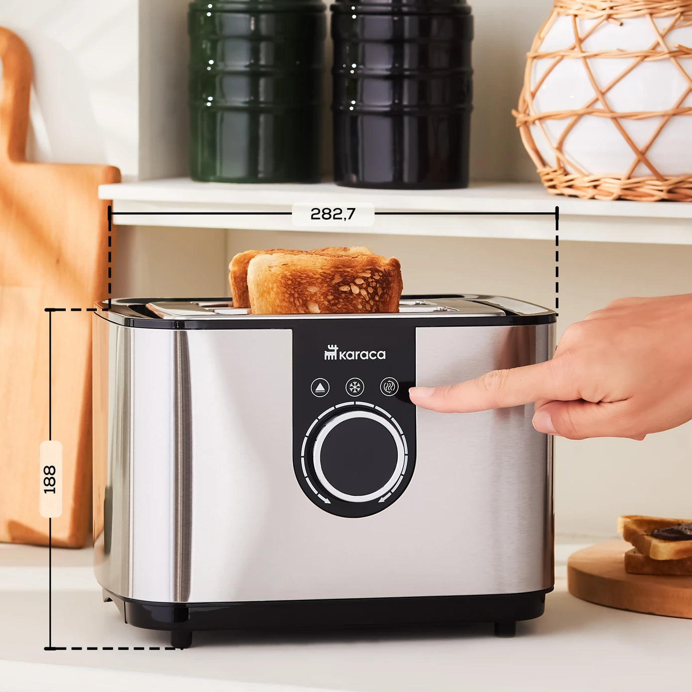 Karaca Inox Toaster 2303 153.09.01.0590 -  Kitchen Appliances - ebarza Furniture UAE | Shop Modern Furniture in Abu Dhabi & Dubai - مفروشات ايبازرا في الامارات | تسوق اثاث عصري وديكورات مميزة في دبي وابوظبي