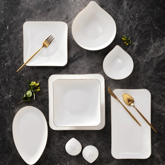 Karaca Streamline Elinor 30 Piece Gold Dinner Set for 6 People 153.03.06.7586 -  Dinnerware Sets - ebarza Furniture UAE | Shop Modern Furniture in Abu Dhabi & Dubai - مفروشات ايبازرا في الامارات | تسوق اثاث عصري وديكورات مميزة في دبي وابوظبي