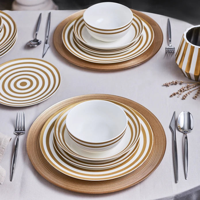 Karaca Sunshine Gold 24 Piece Porcelain Dinner Set for 6 Persons 153.03.08.1789 -  Dinnerware Sets - ebarza Furniture UAE | Shop Modern Furniture in Abu Dhabi & Dubai - مفروشات ايبازرا في الامارات | تسوق اثاث عصري وديكورات مميزة في دبي وابوظبي