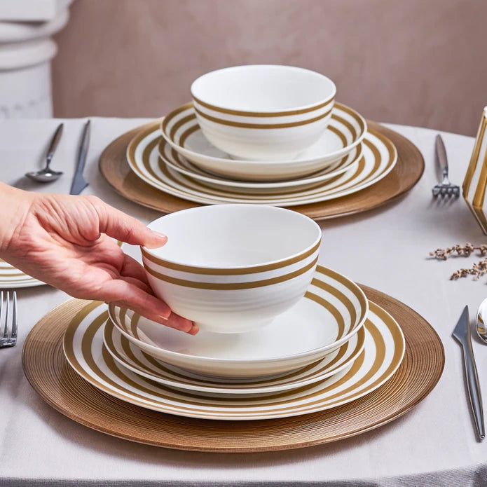 Karaca Sunshine Gold 24 Piece Porcelain Dinner Set for 6 Persons 153.03.08.1789 -  Dinnerware Sets - ebarza Furniture UAE | Shop Modern Furniture in Abu Dhabi & Dubai - مفروشات ايبازرا في الامارات | تسوق اثاث عصري وديكورات مميزة في دبي وابوظبي