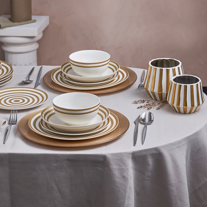 Karaca Sunshine Gold 24 Piece Porcelain Dinner Set for 6 Persons 153.03.08.1789 -  Dinnerware Sets - ebarza Furniture UAE | Shop Modern Furniture in Abu Dhabi & Dubai - مفروشات ايبازرا في الامارات | تسوق اثاث عصري وديكورات مميزة في دبي وابوظبي