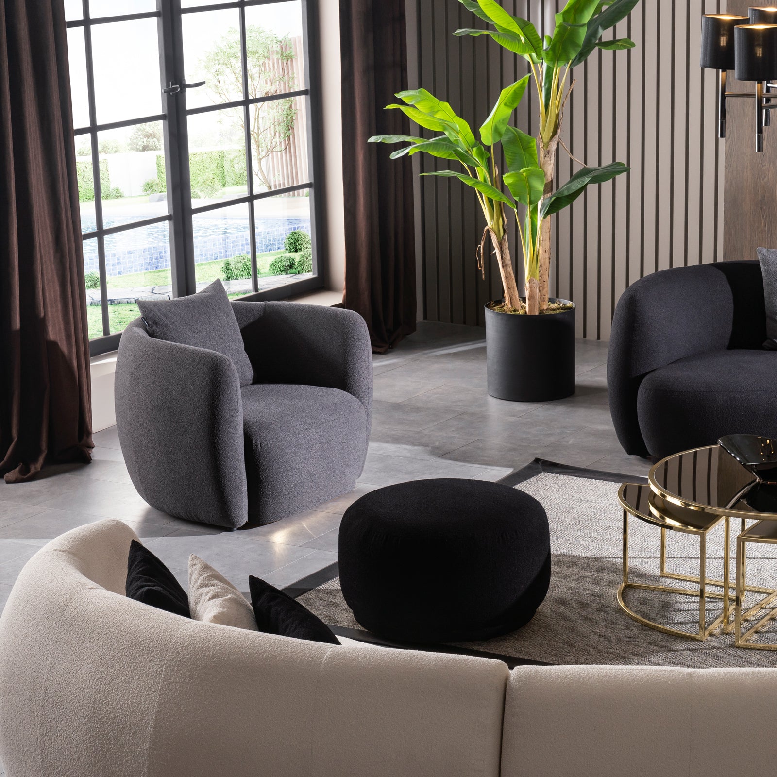 Crown Armchair SBRN-CRN1S-Grey -  Lounge Chairs - ebarza Furniture UAE | Shop Modern Furniture in Abu Dhabi & Dubai - مفروشات ايبازرا في الامارات | تسوق اثاث عصري وديكورات مميزة في دبي وابوظبي
