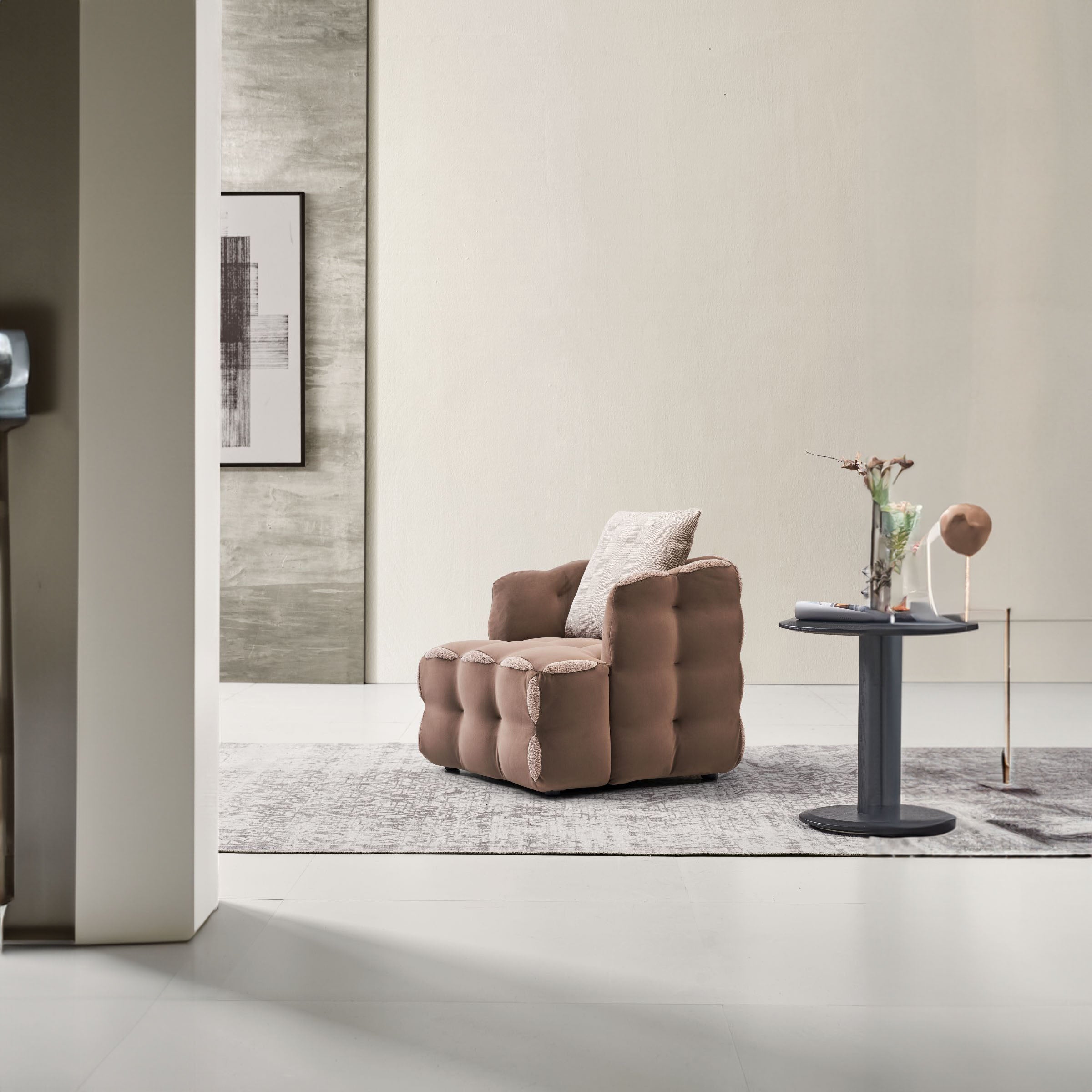 Aurora Steel Frame Armchair LC068 -  Armchairs - ebarza Furniture UAE | Shop Modern Furniture in Abu Dhabi & Dubai - مفروشات ايبازرا في الامارات | تسوق اثاث عصري وديكورات مميزة في دبي وابوظبي