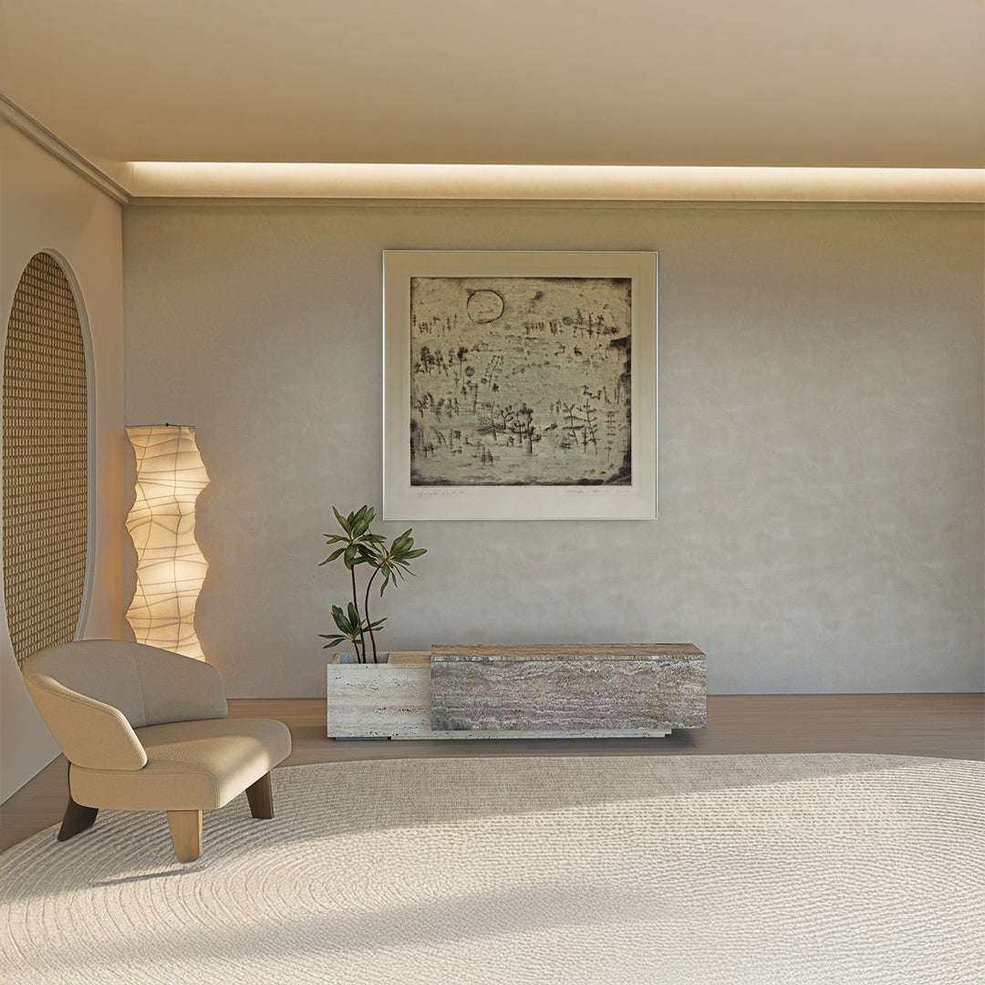 Lapis Travertine Console/ Side Board With Planter Box - EB16 -  Sideboards - ebarza Furniture UAE | Shop Modern Furniture in Abu Dhabi & Dubai - مفروشات ايبازرا في الامارات | تسوق اثاث عصري وديكورات مميزة في دبي وابوظبي