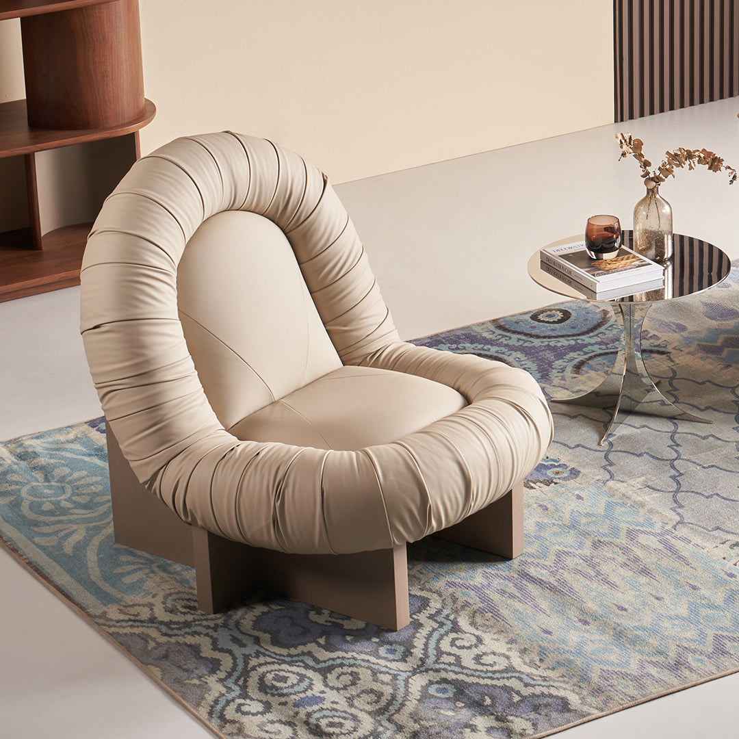 Lounge Chair LC092 - Beige -  Lounge Chairs - ebarza Furniture UAE | Shop Modern Furniture in Abu Dhabi & Dubai - مفروشات ايبازرا في الامارات | تسوق اثاث عصري وديكورات مميزة في دبي وابوظبي