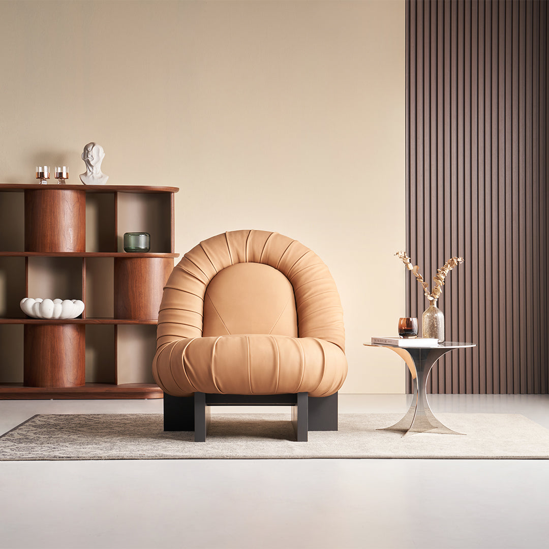 Lounge Chair LC092 - Orange -  Lounge Chairs - ebarza Furniture UAE | Shop Modern Furniture in Abu Dhabi & Dubai - مفروشات ايبازرا في الامارات | تسوق اثاث عصري وديكورات مميزة في دبي وابوظبي