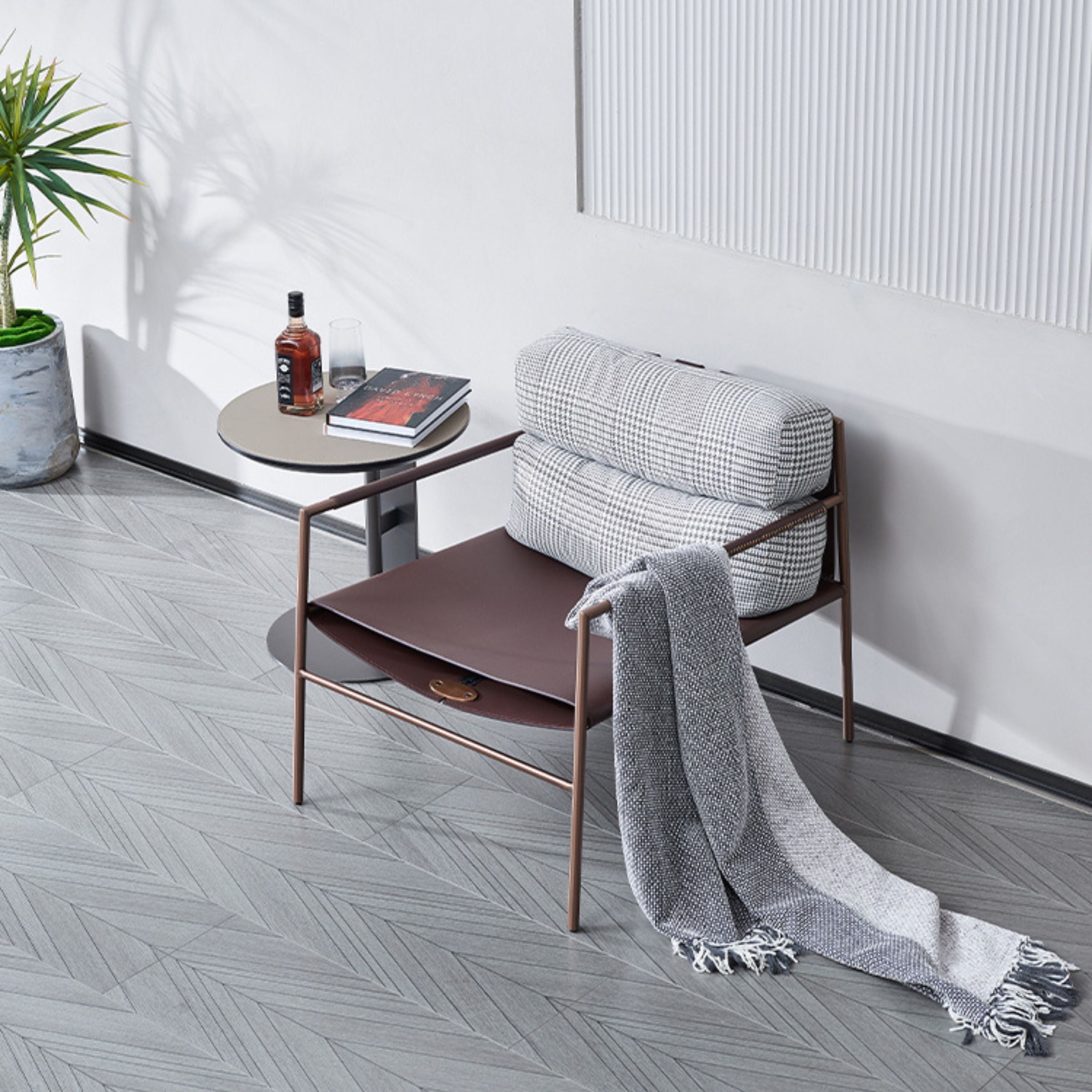 Sicily Lounge Chair MLL-A95-Brown Light Gray -  Lounge Chairs - ebarza Furniture UAE | Shop Modern Furniture in Abu Dhabi & Dubai - مفروشات ايبازرا في الامارات | تسوق اثاث عصري وديكورات مميزة في دبي وابوظبي