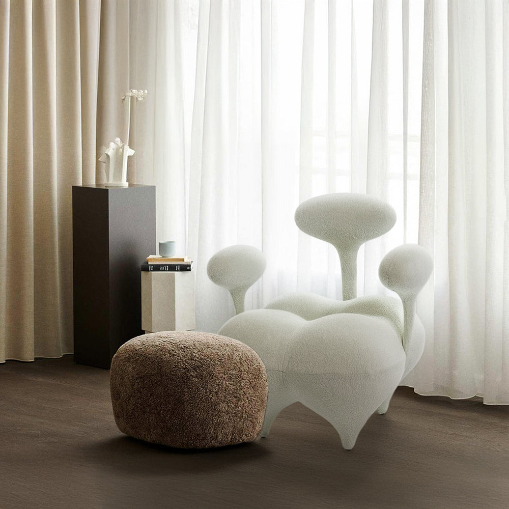 Nodus Lounge Chair PZ-666-L - Beige White -  Lounge Chairs - ebarza Furniture UAE | Shop Modern Furniture in Abu Dhabi & Dubai - مفروشات ايبازرا في الامارات | تسوق اثاث عصري وديكورات مميزة في دبي وابوظبي