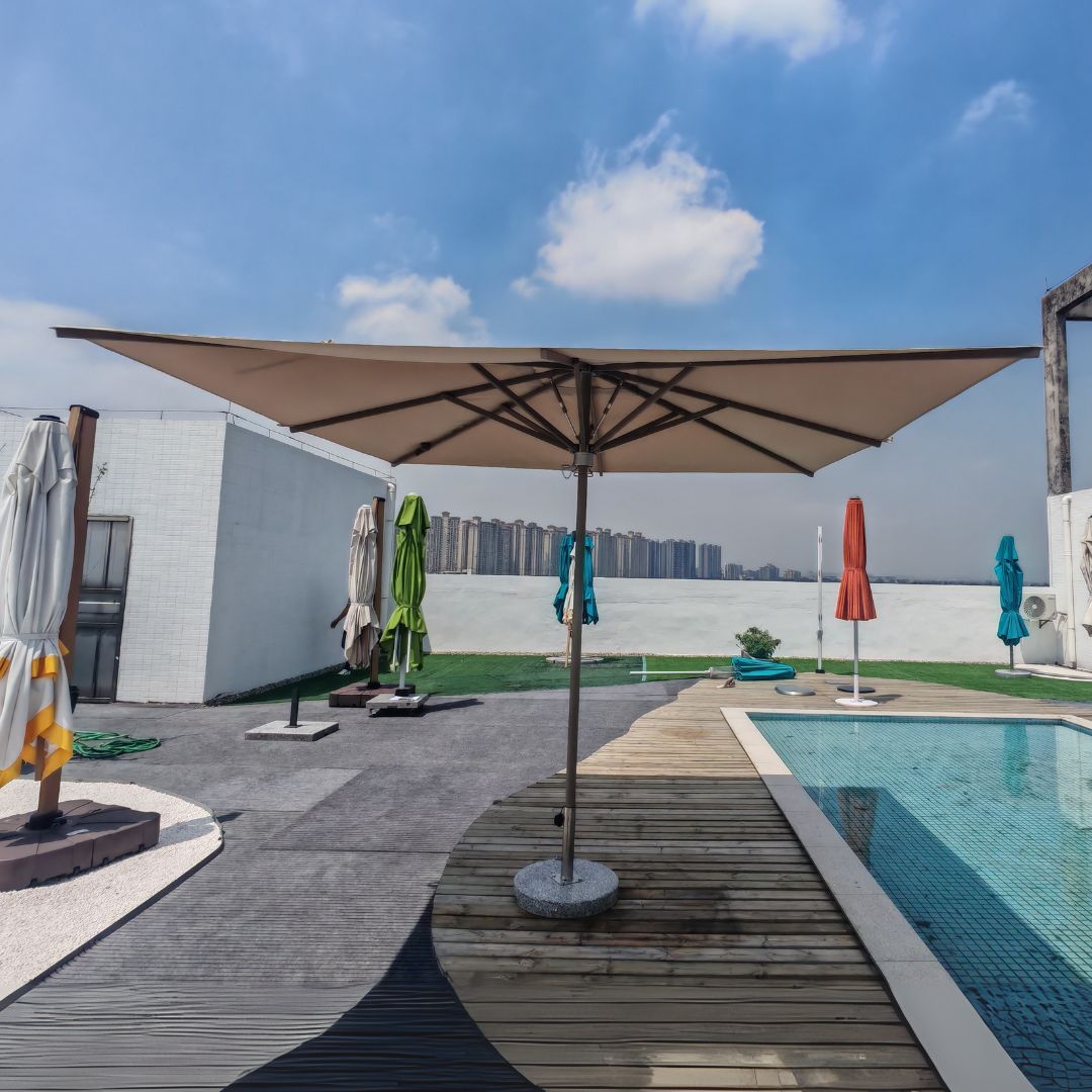 Luxury Hydraulic Center Pole Umbrella MS-1602-2A-LED -  Outdoor Umbrellas - ebarza Furniture UAE | Shop Modern Furniture in Abu Dhabi & Dubai - مفروشات ايبازرا في الامارات | تسوق اثاث عصري وديكورات مميزة في دبي وابوظبي