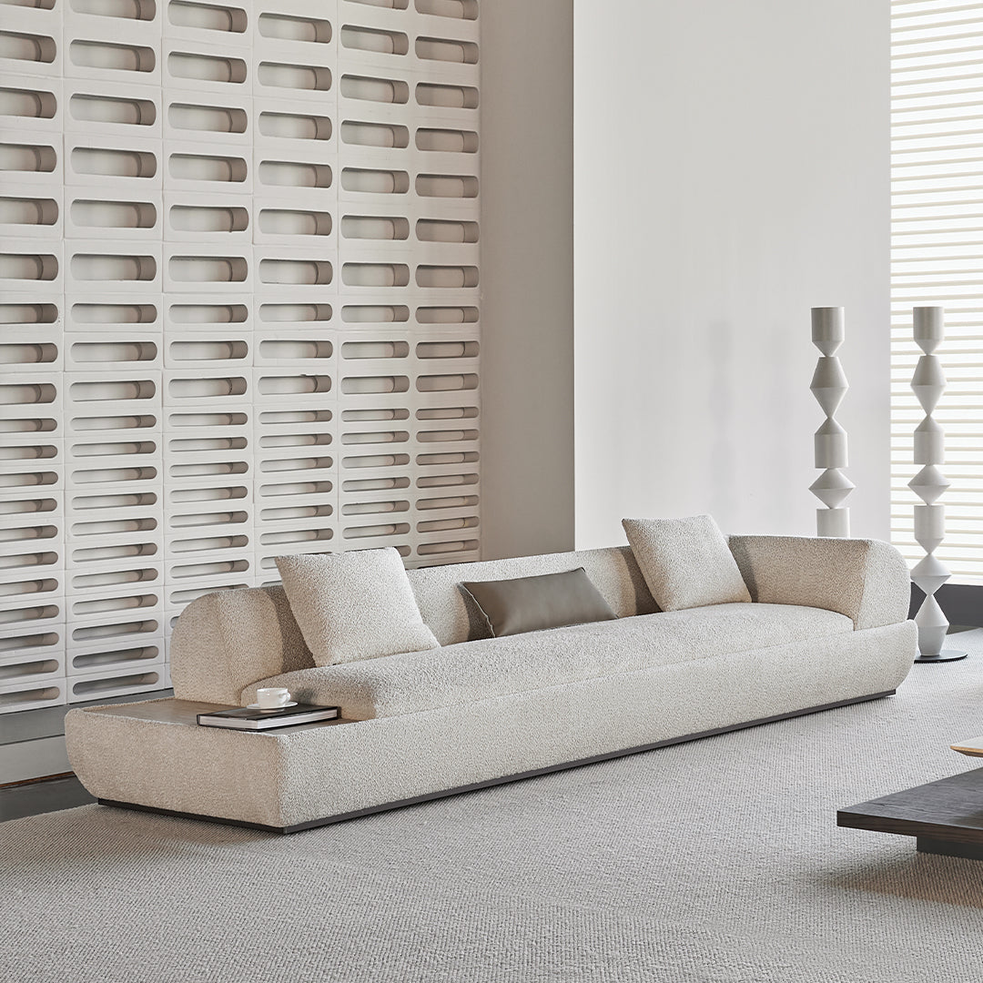 Pre-order 120 Days Delivery Lylia 2-Seater Right Arm Module With Travertine Side Table - MSTV-S013-A4 -  Sofas - ebarza Furniture UAE | Shop Modern Furniture in Abu Dhabi & Dubai - مفروشات ايبازرا في الامارات | تسوق اثاث عصري وديكورات مميزة في دبي وابوظبي