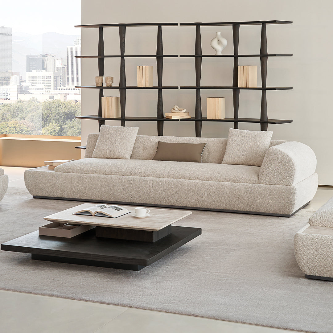 Pre-order 120 Days Delivery Lylia 2-Seater Right Arm Module With Travertine Side Table - MSTV-S013-A4 -  Sofas - ebarza Furniture UAE | Shop Modern Furniture in Abu Dhabi & Dubai - مفروشات ايبازرا في الامارات | تسوق اثاث عصري وديكورات مميزة في دبي وابوظبي
