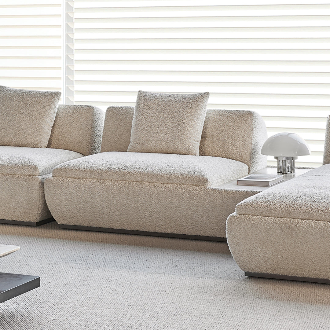 Pre-order 90 Days Delivery Lylia Single Seater Module With Travertine Side Table - MSTV-S013-C1 -  Sofas - ebarza Furniture UAE | Shop Modern Furniture in Abu Dhabi & Dubai - مفروشات ايبازرا في الامارات | تسوق اثاث عصري وديكورات مميزة في دبي وابوظبي