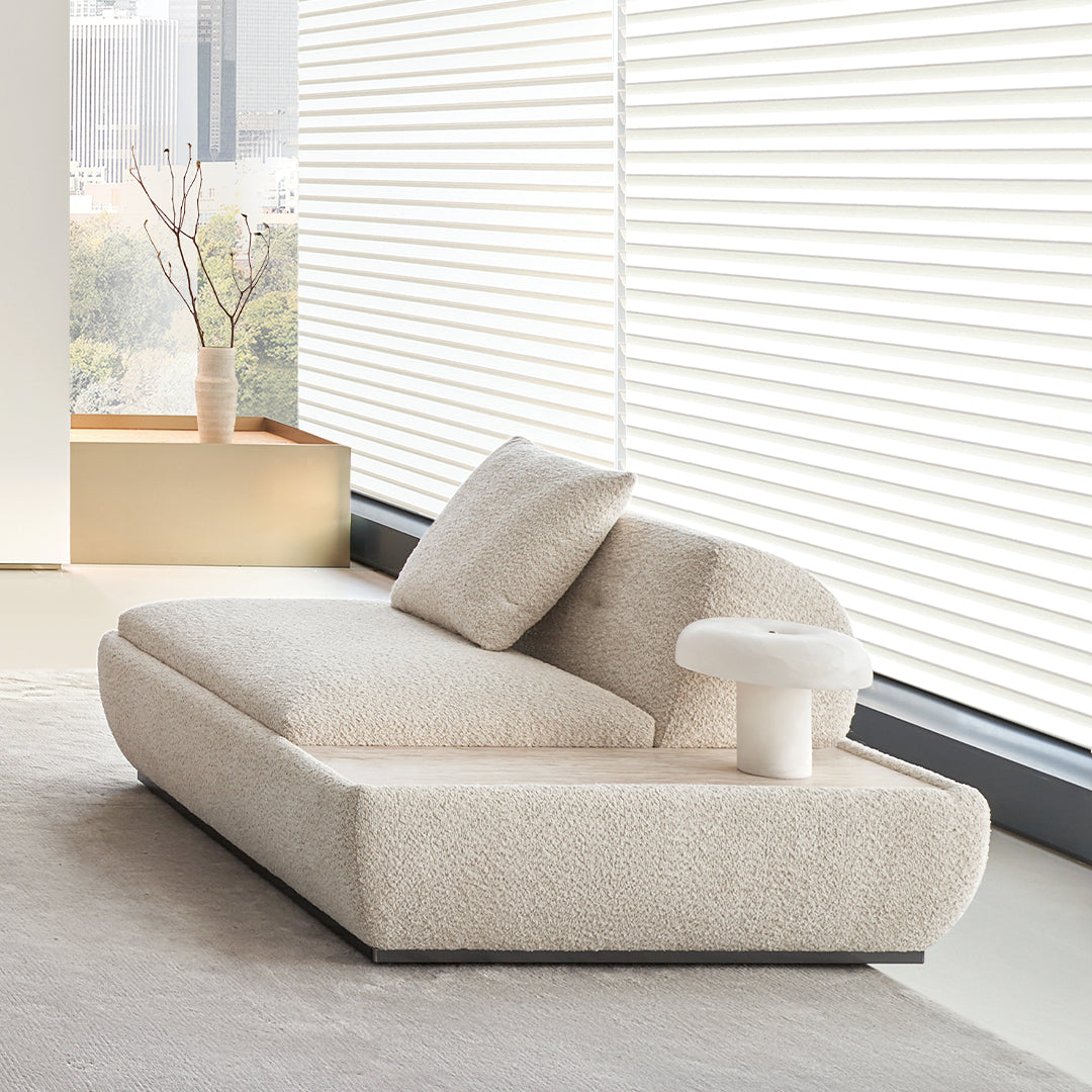 Pre-order 90 Days Delivery Lylia Single Seater Module With Travertine Side Table - MSTV-S013-C1 -  Sofas - ebarza Furniture UAE | Shop Modern Furniture in Abu Dhabi & Dubai - مفروشات ايبازرا في الامارات | تسوق اثاث عصري وديكورات مميزة في دبي وابوظبي