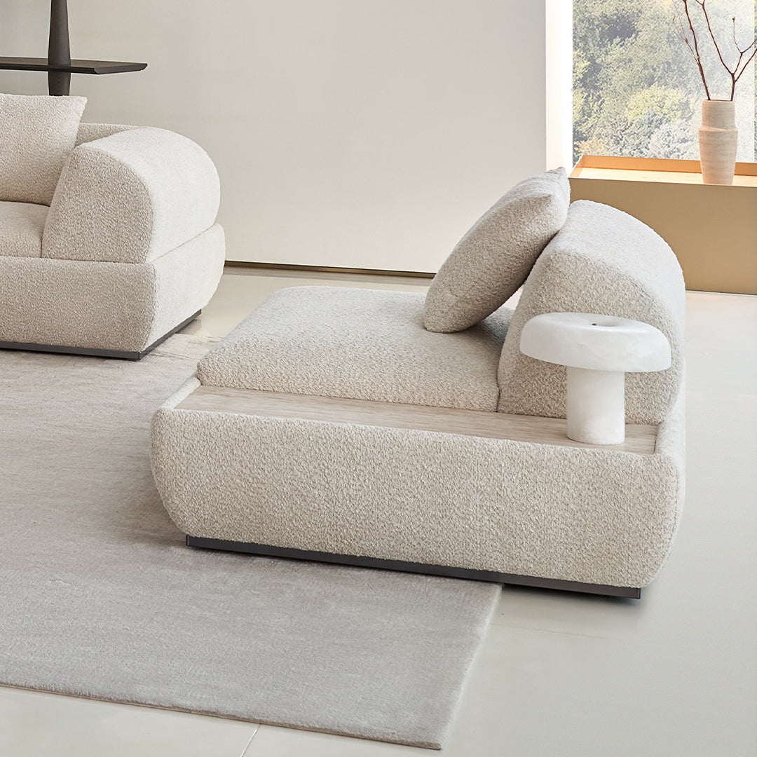 Pre-order 90 Days Delivery Lylia Single Seater Module With Travertine Side Table - MSTV-S013-C1 -  Sofas - ebarza Furniture UAE | Shop Modern Furniture in Abu Dhabi & Dubai - مفروشات ايبازرا في الامارات | تسوق اثاث عصري وديكورات مميزة في دبي وابوظبي
