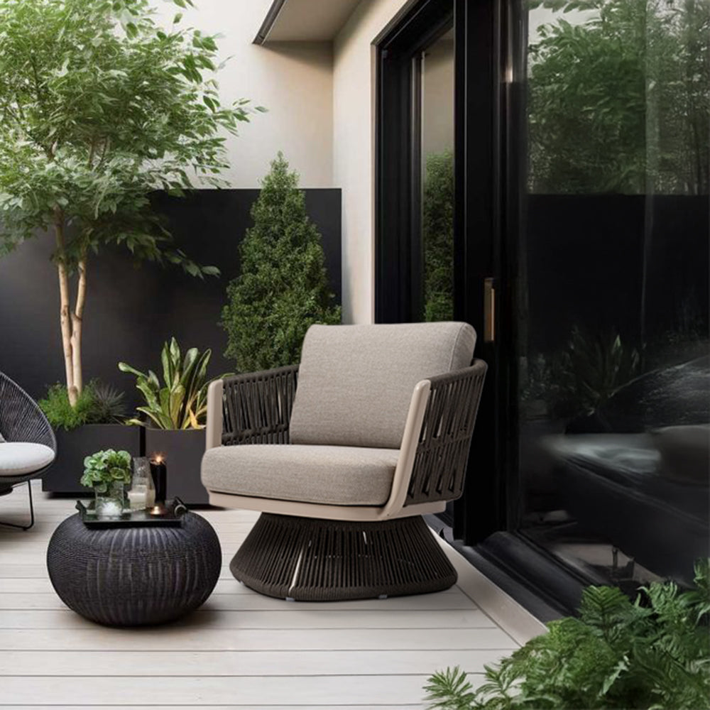 MARRAKECH SWIVEL LOUNGE ARMCHAIR W/SEAT AND BACK CUSHION - AC5879N94ROP -  Armchairs - ebarza Furniture UAE | Shop Modern Furniture in Abu Dhabi & Dubai - مفروشات ايبازرا في الامارات | تسوق اثاث عصري وديكورات مميزة في دبي وابوظبي
